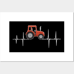 Tractor Heartbeat Farmer Pulse Posters and Art